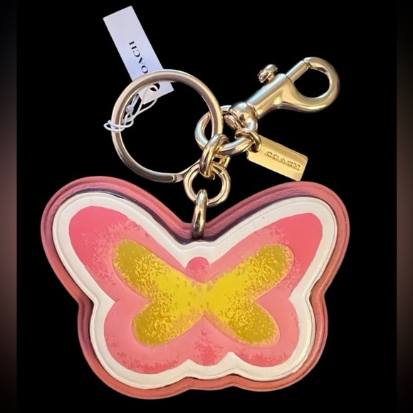 COACH Butterfly Signature Cs Leather Bag Charm Keychain Fob Summertime NEW NWT - Picture 1 of 4
